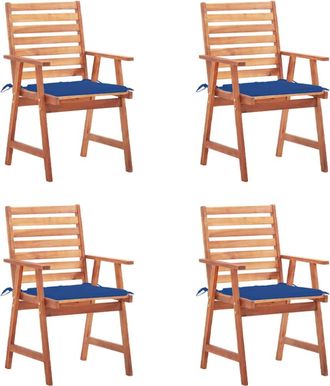 vidaXL Vidaxl - Sillas Comedor De Jard&iacute;n Y Cojines 4 Uds Madera Maciza Acacia