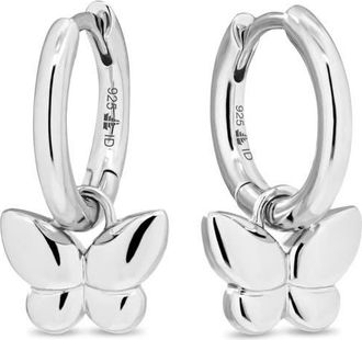 Devata Butterfly Hoop Earrings in Rhodium Plated Sterling Silver at Nordstrom