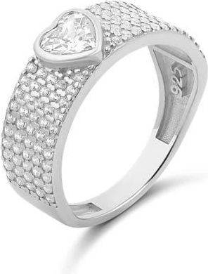 SHYMI Pavé Band Ring with Center Heart in Silver at Nordstrom, Size 6
