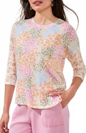 Tribal 3/4 Sleeve Crew Neck Top In Daffodil
