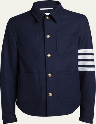 Thom Browne Mens Utility Patch Wool Chore Jacket