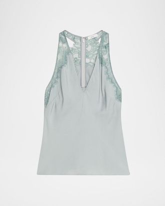A.L.C. Wes Satin and Lace Tank Top