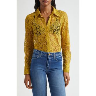 L'agence Maia Lace Button-Up Shirt in Ceylon Yellow Lace at Nordstrom Rack, Size Xx-Large