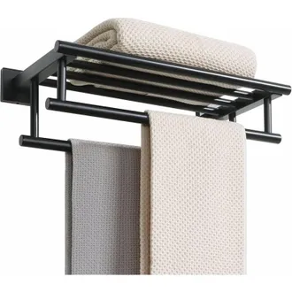 OEM Toallero Grande Con Doble Barra Para Ba&ntilde;o Y Aseo, Toallero Mural De 40 Cm En Acero Inoxidable Sus 304, Negro Mate -crezuo