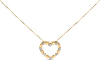 House of Brilliance 24 KT Gold Vermeil Diamond Accent Puffed Heart Pendant Necklace