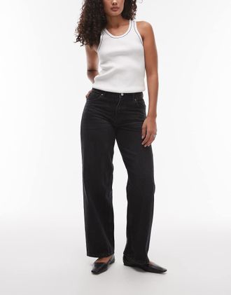 Topshop Cinch relaxed jeans in washed black