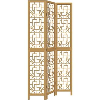 vidaXL Vidaxl - Biombo separador de 3 paneles madera maciza paulownia marrón