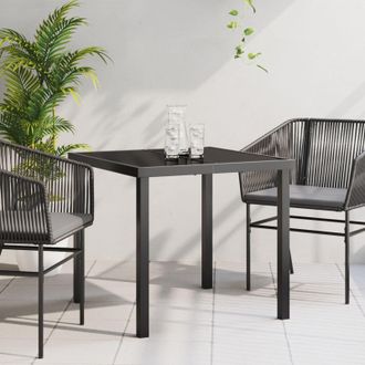 Berkfield Home Garden Table Black 80x80x73 cm Tempered Glass | Size: 80 x 80 x 73 cm