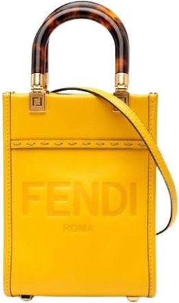 Fendi Pre-owned Handbags, female, Yellow, Size: ONE SIZE Pre-owned Vintage Leather Handbag