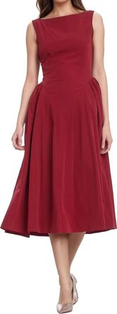 Badgley Mischka Kirsten Sleeveless Boatneck A-Line Midi Dress In Wine