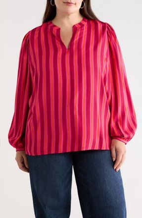 Sugarlips Clarisa Stripe Top in Fuchsia-Orange at Nordstrom, Size 1X