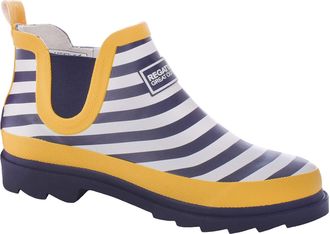 Regatta Womens Harper Low Rise Wellington Boots - Navy/Lemon - 4 UK