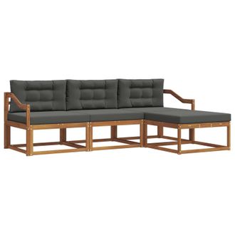 vidaXL Conjunto De Sof&aacute;s De Exterior 4 Pcs Natural Y Antracita Vidaxl