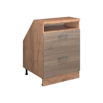 Vicco Armario De Cocina Para Techo Inclinado R-line, Sonoma, 60 Cm Con 2 Cajones, Carcasa 60 Cm De Profundidad, Vicco