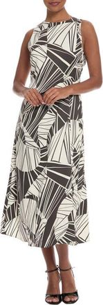 Maggy London Woven Midi Dress in White Asparagus/black Oyster at Nordstrom, Size 18