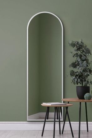 MirrorOutlet White Framed Arched Leaner/Wall Mirror 71 X 24 (180CM X 60CM) | Size: 1 Pack