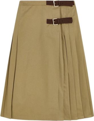 Semicouture Geplooide midi-rok - Dames - Korte rokken - Groen - S - Katoen - Rokken