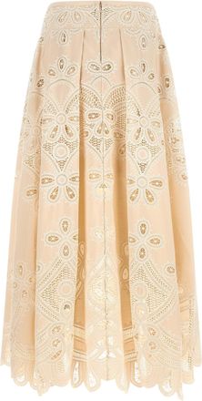 Elie Saab Carving Embroidery Skirt - Cream