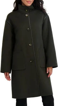 Elie Tahari Sydney Wool Blend Longline Coat in Olive at Nordstrom Rack, Size X-Small