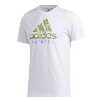 adidas Round-neckShort-sleeveTee Men White/Green FM7528