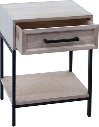 Hhg Hhg - Mesilla De Noche 701, Mesilla De Noche Mesilla De Noche, Caj&oacute;n Aspecto Shabby Madera De Paulownia 59x43x36cm, Naturaleza