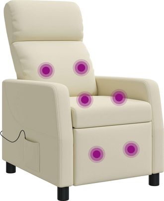 vidaXL Silla De Masajes Reclinable Crema Cuero Sint&eacute;tico Vidaxl