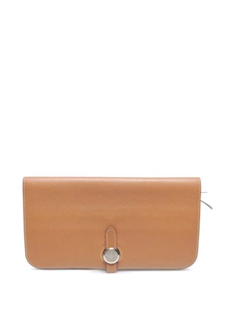 Herm&egrave;s Dogon GM zip wallet - women - Calf Leather - One Size - Brown
