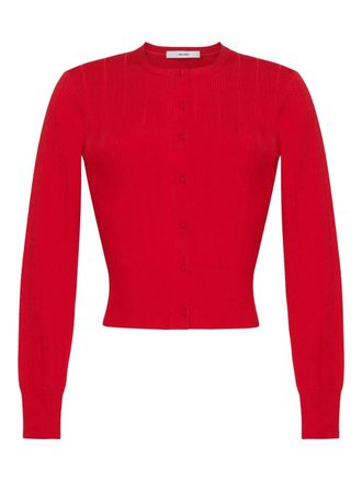 Adam Lippes crew-neck cardigan - women - Polyester/Recycled Viscose - L - Red