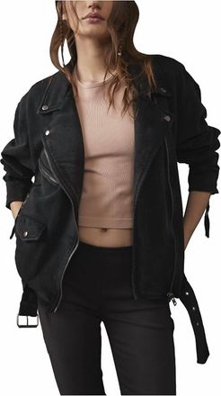 Free People Rebel Rebel Knit Moto Jacket In Black