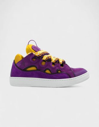 Lanvin Womens Lanvin Curb Sneakers Purple Yellow Wmns - Size: 7