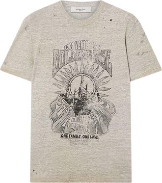 Golden Goose Vintage Graphic Print Grey Cotton T-Shirt