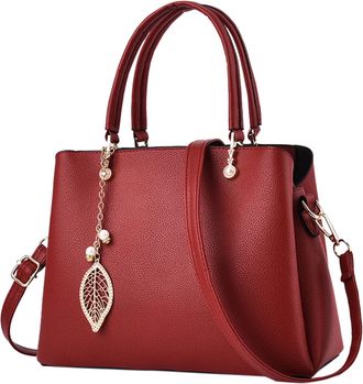 Generic Stylish Womens Leather Tote Bag Ladies Fashion Purse Satchel Handbag Everyday Carry Durable Shoulder Bag Design (Red, One Size)