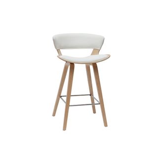 Miliboo Miliboo - Taburete De Cocina De Dise&ntilde;o Blanco Con Madera Clara 65 Cm Syrah