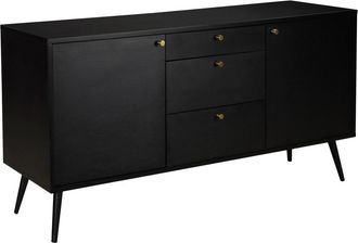Oviala Aparador de dise&ntilde;o de madera oscura con 2 puertas y 3 cajones negro