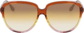 Victoria Beckham Ronde Acetaat Zonnebril - Dames - Zonnebrillen - Bruin - ONE Size - Accessoires