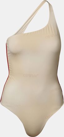 Off-white Womens Off White Gradient One Shoulder Swimsuit in Beige - Size 12 UK