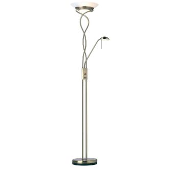 Loops Mother & Child Floor Lamp Antique Brass Tall Twin Light Dimmer Flexible Reading in Metallics