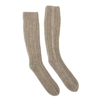 Dolce & Gabbana Socks, female, Beige, Size: ONE SIZE Beige Knit Over the Calf Socks