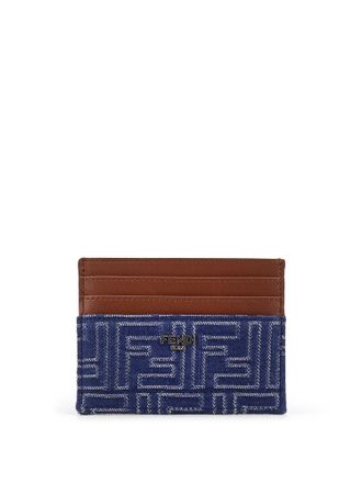 Fendi Jacquard Ff Fabric Cardholder With Denim Effect-Uomo