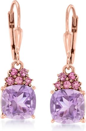 Ross-Simons Amethyst and. Rhodolite Garnet Drop Earrings in 18kt Rose Gold Over Sterling