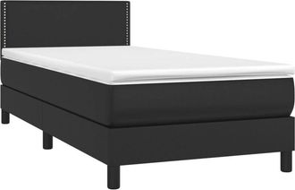 vidaXL Cama Box Spring Con Colch&oacute;n Cuero Sint&eacute;tico Negro 90x190 Cm Vidaxl
