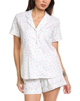 Petite Plume 2Pc Woven Twill Short Sleeve Short Set
