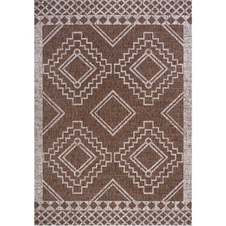 Jonathan Y Designs Marokko Diamond Medallion Indoor/Outdoor Area Rug in Brown/beige at Nordstrom, Size 2Ft 0In X 8Ft 0In