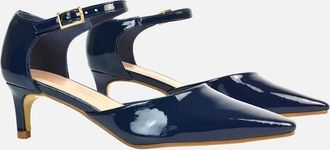 XY London Womens XY London Womens/Ladies Kacey Patent Ankle Strap Low Kitten Heel Sandals - Navy - Size: 7