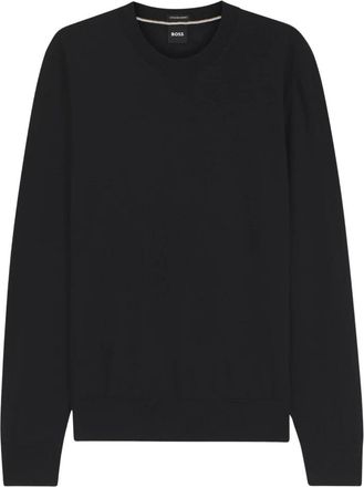 HUGO BOSS Maglione Regular Fit - Heren - Ronde hals truien - Zwart - S - Truien & Vesten