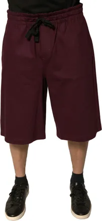 Dolce & Gabbana Maroon Cotton Mid Waist Bermuda Mens Shorts (Pre-Owned)