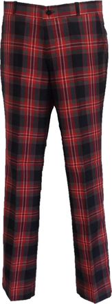 Relco Mens Tartan Sta Press Trousers (UK, Numeric, 36, Regular, Regular, Dark Red and Grey)
