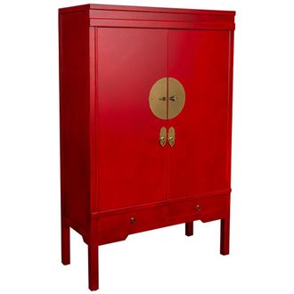 Wanderlust Deco Armario de madera de 2 cajones y 2 puertas 100x45x160