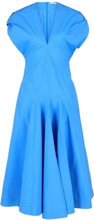 Ferragamo Womens Cotton Poplin Midi Dress In Light Blue