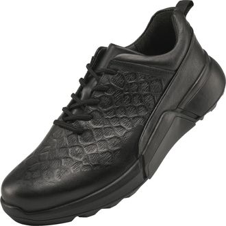 Generic Mens Genuine Leather Sneakers Soft Comfortable Business Casual Walking Shoes for Men (Black,7.5)